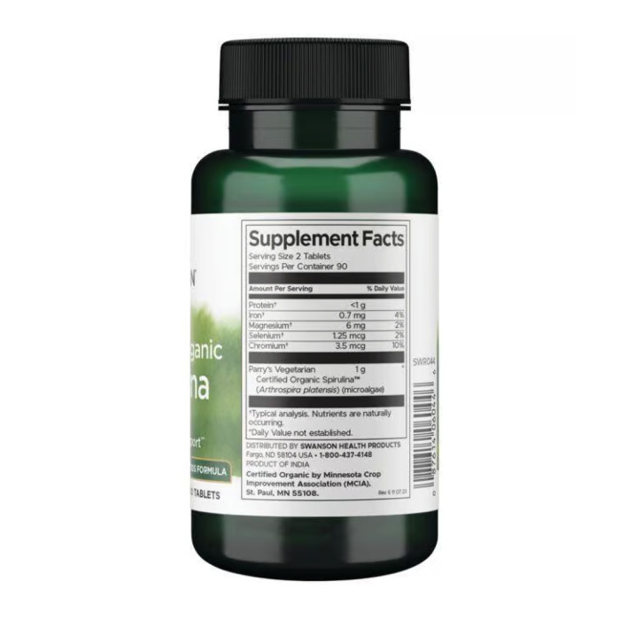 Certified Organic Spirulina 500mg - 180 tabs — офіційна ціна та характеристики
