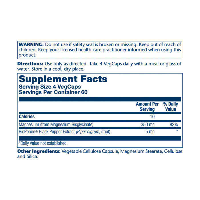 Magnesium Glycinate 350mg - 120 vcaps (Пошкоджена банка)