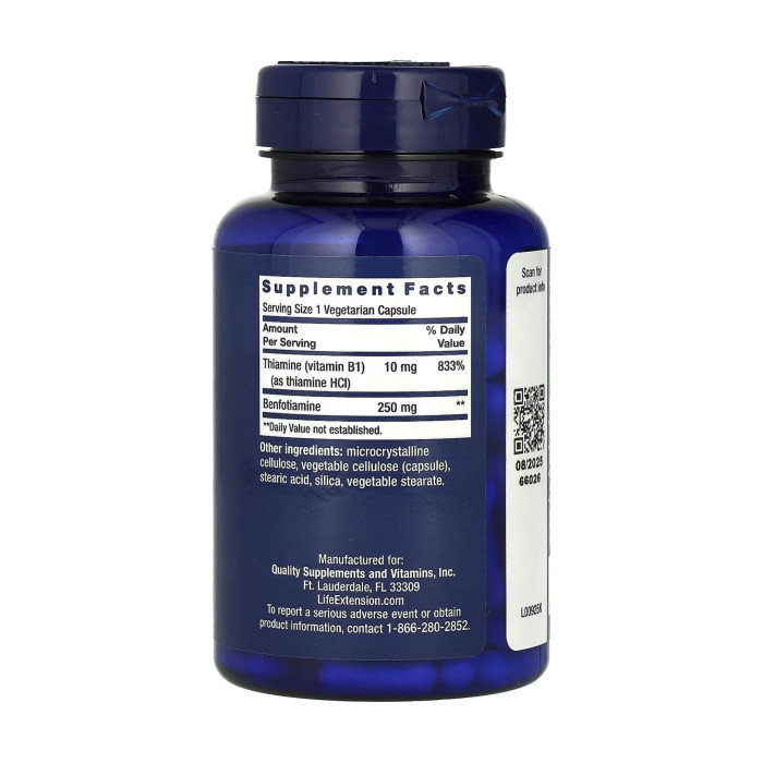 Mega Benfotiamine 250 mg - 120 vcaps — офіційна ціна та характеристики