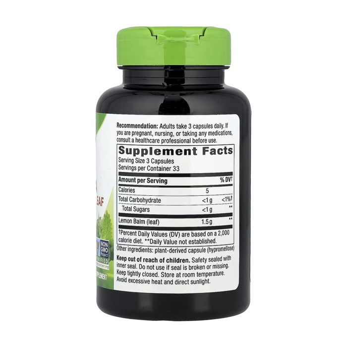 Melissa Lemon Balm Leaf - 100 vcaps — офіційна ціна та характеристики