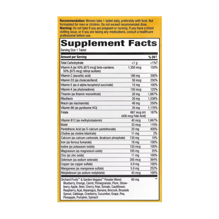 Once Daily Women Ultra Multivitamin- 60 tabs (До 07.26) — офіційна ціна та характеристики