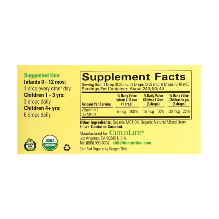 Organic Vitamin K2 Liquid - 7.5ml Natural Berry