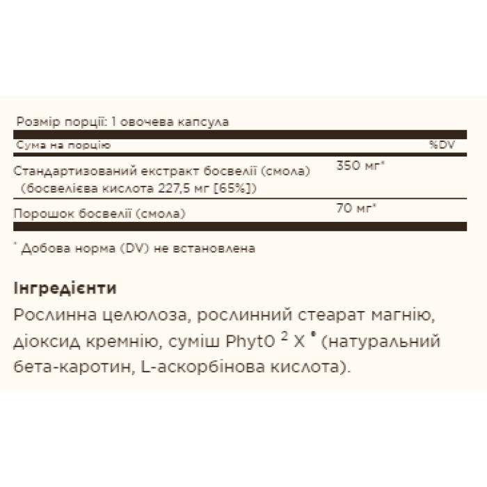 SFP Boswellia Resin Extract - 60 vcaps — офіційна ціна та характеристики