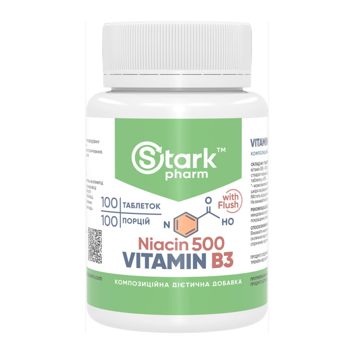 Stark Niacin Vitamin B3 with Flush 500mg - 100 tabs — офіційна ціна та характеристики