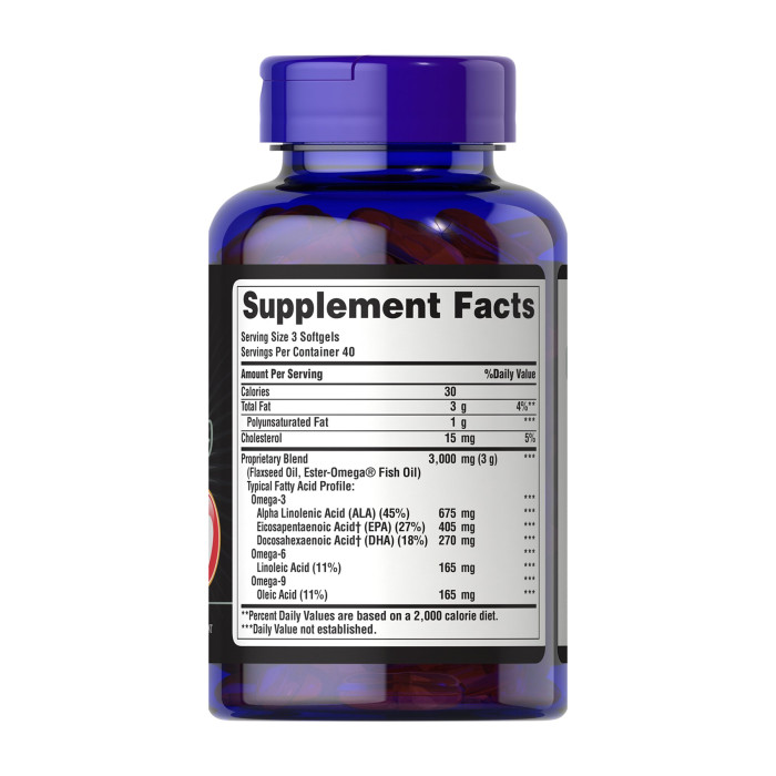 Triple Omega 3-6-9 Fish & Flax Oils - 120 softgels — офіційна ціна та характеристики