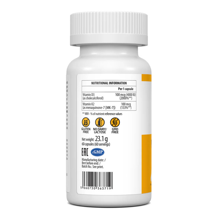 Vitamin D3 4000IU + K2 60 vcaps