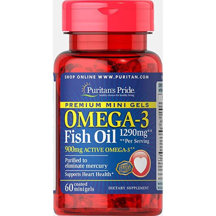 Omega-3 Fish Oil 1290 mg Mini Gels (900 mg Active Omega-3) - 60 softgels — офіційна ціна та характеристики