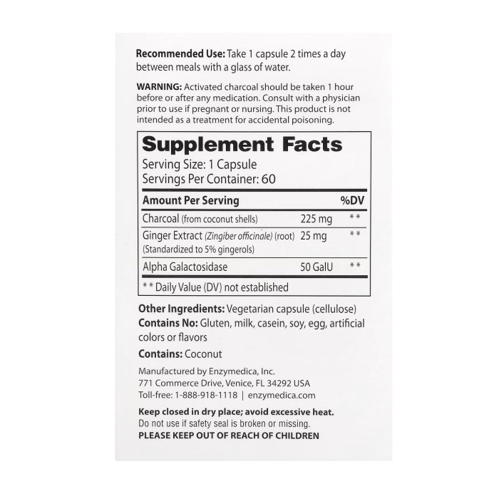 Activated Charcoal - 60 caps — офіційна ціна та характеристики