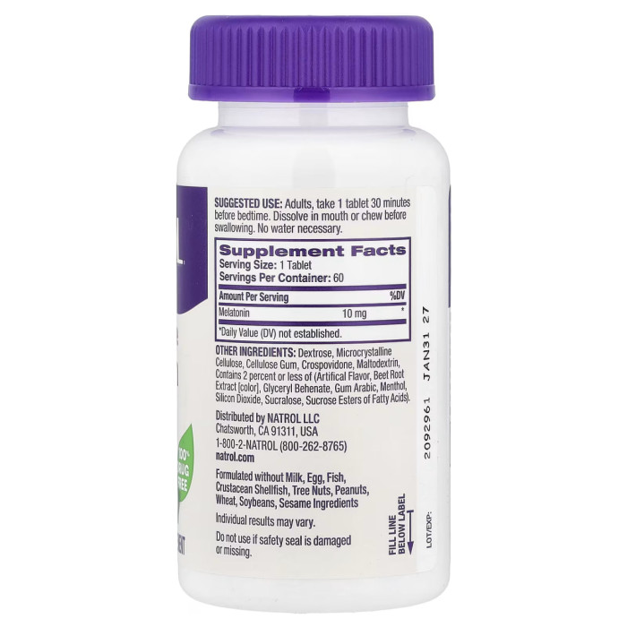 Fast Dissolve Melatonin 10mg - 60 tabs (Пошкоджена етикетка)