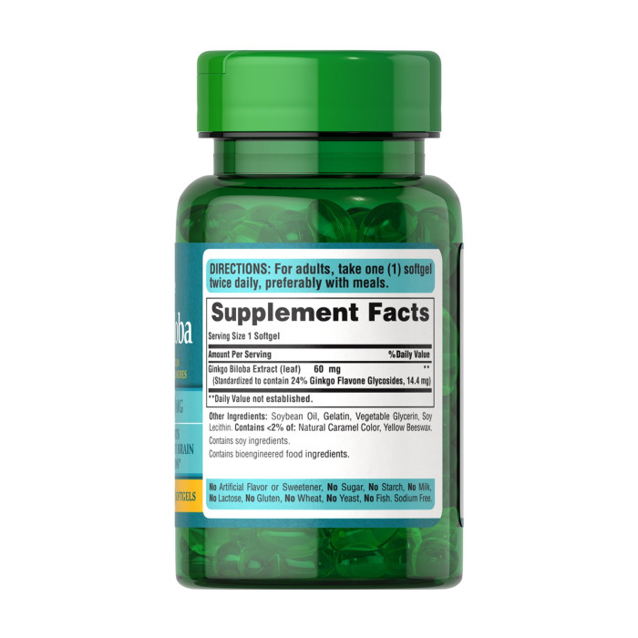 Ginkgo Biloba Standardized Extract 60 mg - 120 softgels — офіційна ціна та характеристики