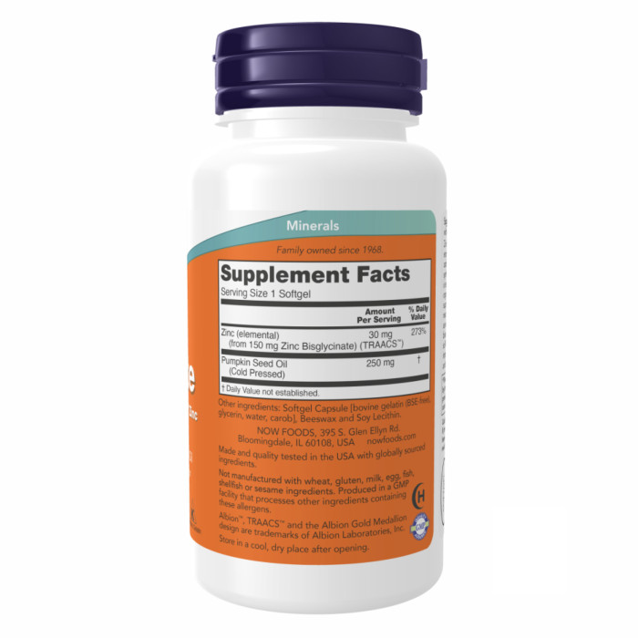 Zinc Glycinate 30mg - 120 sgels — офіційна ціна та характеристики