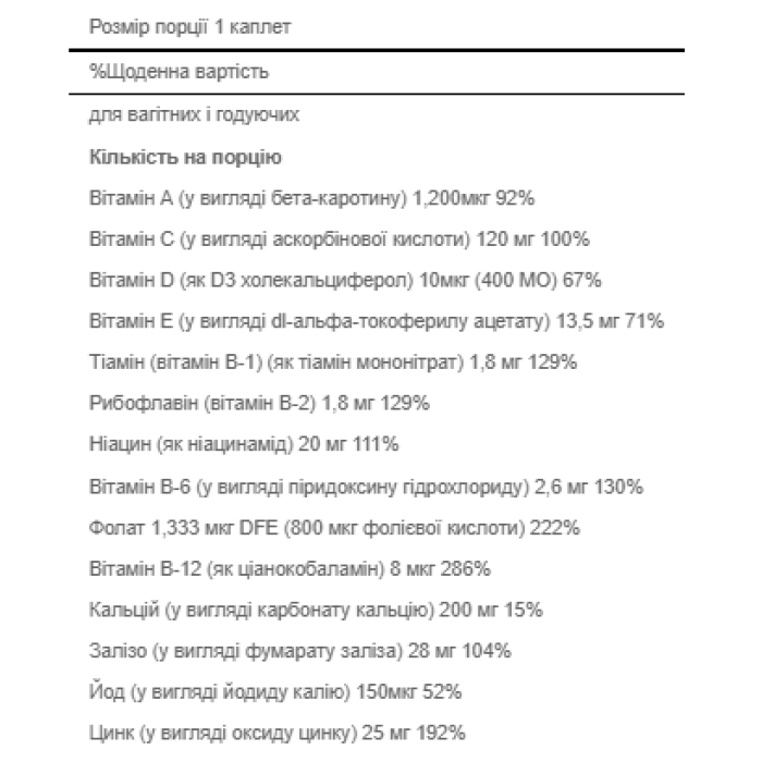 Prenatal Vitamins - 100 Caplets — офіційна ціна та характеристики