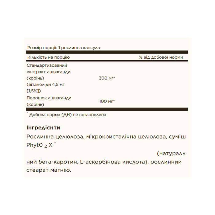 SFP Ashwagandha Root Extract - 60 vcaps — офіційна ціна та характеристики