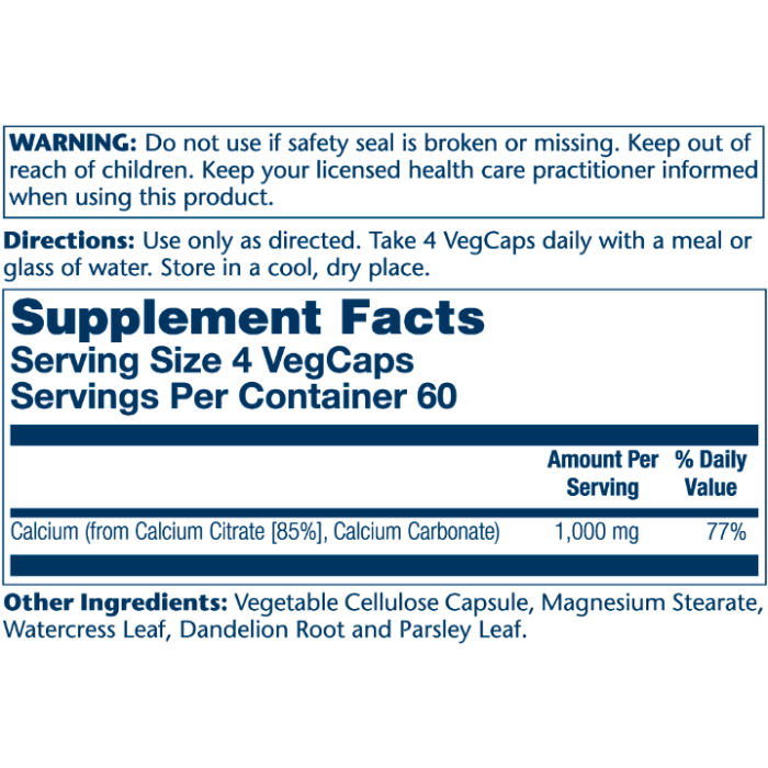 Calcium Citrate 1000mg - 240 vcaps — офіційна ціна та характеристики