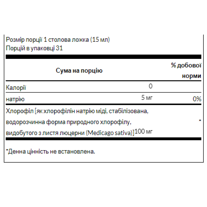 Liquid Chlorophyll 100mg - 473ml (16FL OZ) — офіційна ціна та характеристики