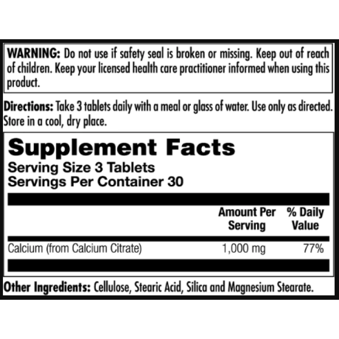 Calcium Citrate 1000mg - 90 tabs (Пошкоджена банка)