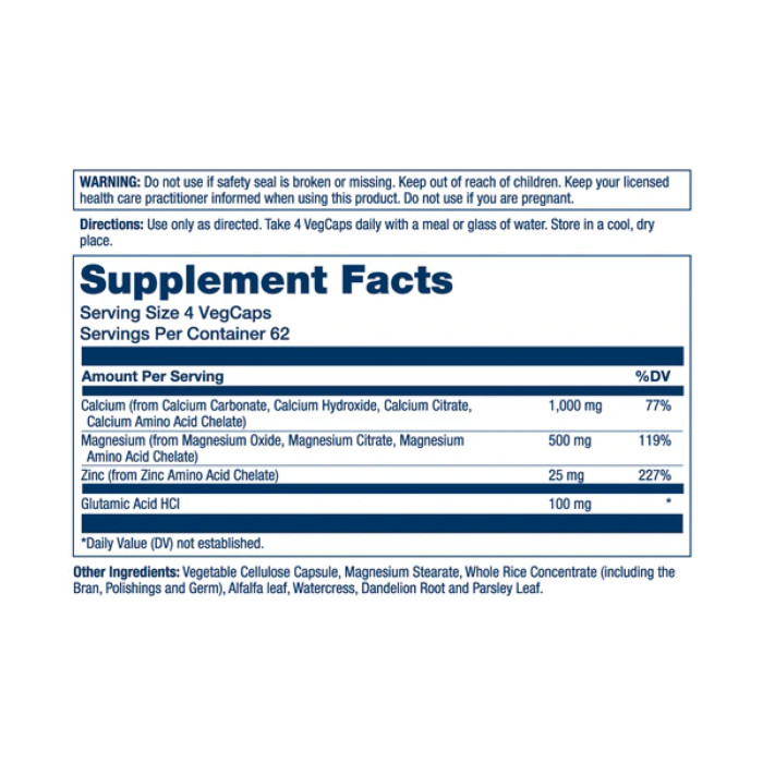 Calcium Magnesium Zinc - 250 vcaps — офіційна ціна та характеристики