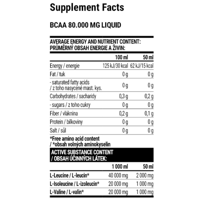 BCAA 80.000 Liquid - 1000ml Apple
