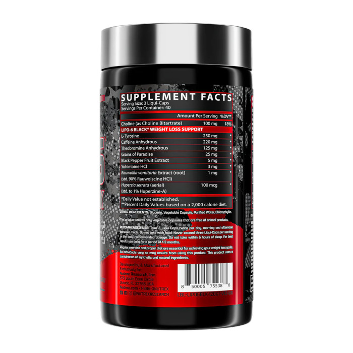 Lipo-6 Black Maximum Potency - 120 caps — офіційна ціна та характеристики