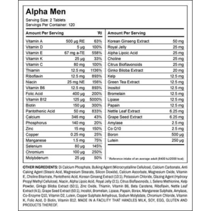 Alpha Men - 240tabs — офіційна ціна та характеристики