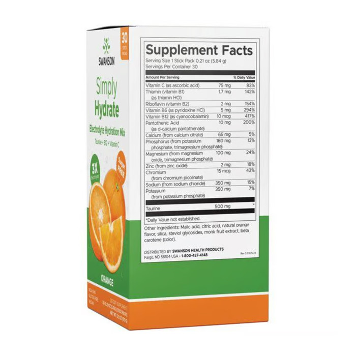 Simply Hydrate Electrolyte Hydration Mix - 30 packs Orange (До 08.26)
