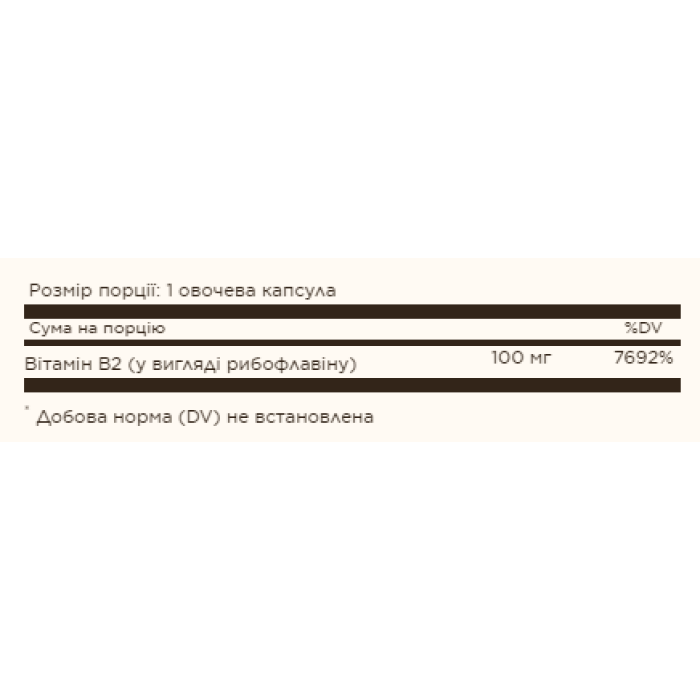 Vitamin B2 100mg (Riboflavin) - 100 Vcaps — офіційна ціна та характеристики