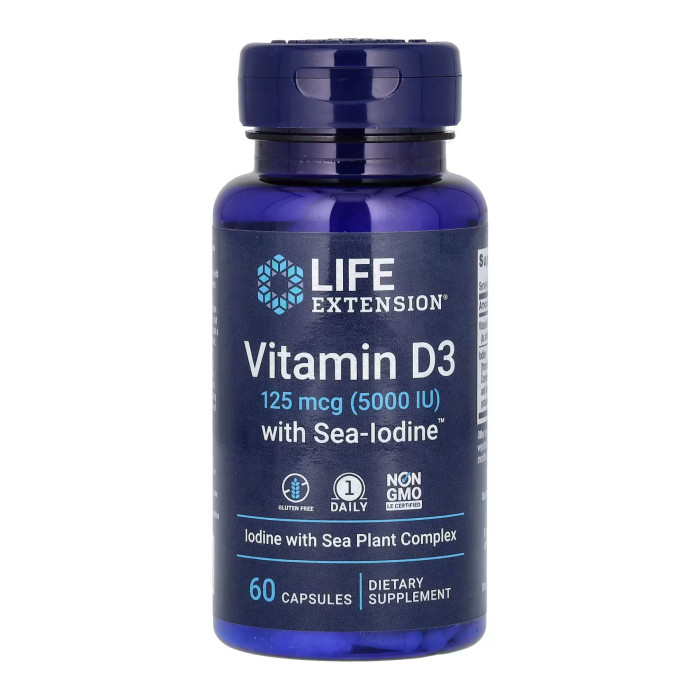 Vit D3 with Sea-Iodine™ 125 mcg (5000 IU) - 60 caps — офіційна ціна та характеристики
