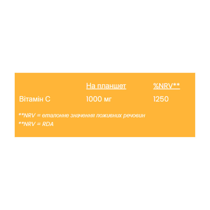 Vitamin C 1000mg - 20 tabs Orange — офіційна ціна та характеристики