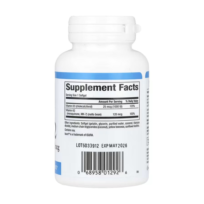 Vitamin D3 & K2 25 mcg (1000 IU) & 120 mcg - 60 softgels — офіційна ціна та характеристики
