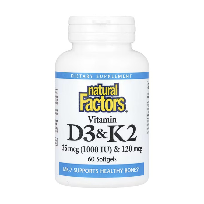 Vitamin D3 & K2 25 mcg (1000 IU) & 120 mcg - 60 softgels — офіційна ціна та характеристики