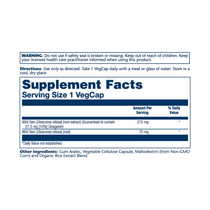 Wild Yam Root Extract 275mg - 60 vcaps — офіційна ціна та характеристики