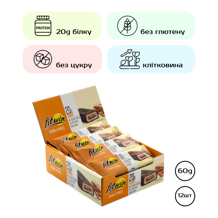 FitWin - 12х60g Caramel Peanuts — офіційна ціна та характеристики