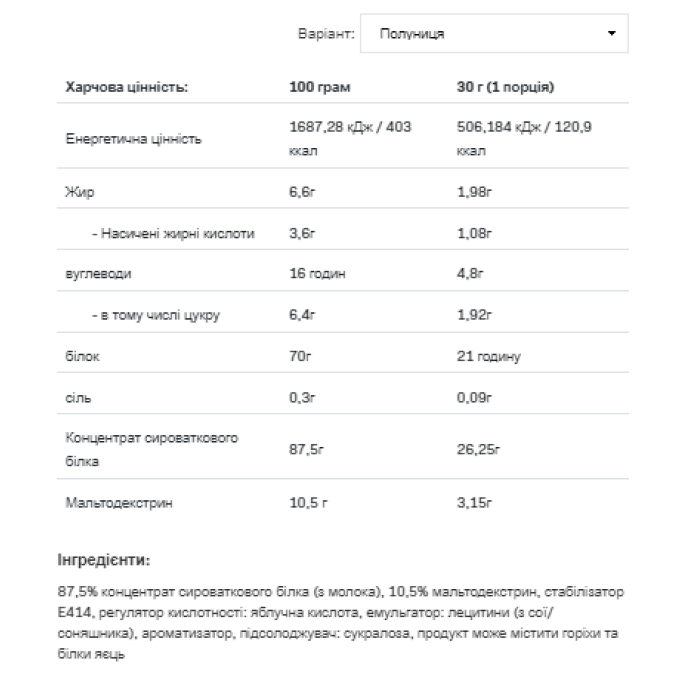 Whey Protein - 908g Strawberry — офіційна ціна та характеристики