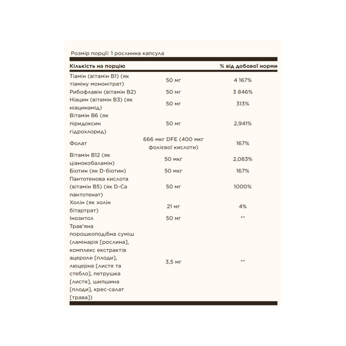 B-Complex 50 - 100 vcaps — офіційна ціна та характеристики