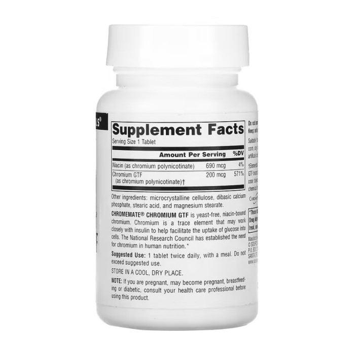 ChromeMate® Chromium GTF 200 mcg, Yeast Free - 240 tabs — офіційна ціна та характеристики
