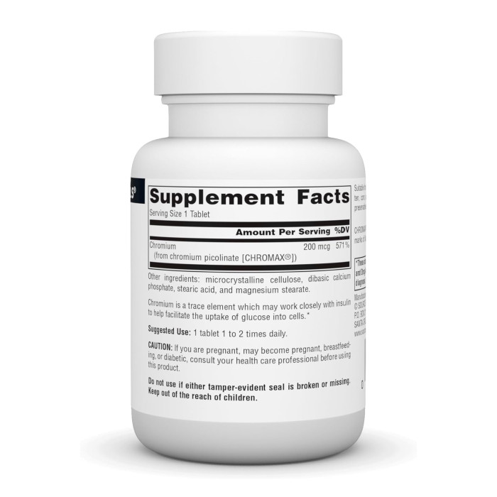 Chromium Picolinate 200 mcg Yeast Free - 120 tabs — офіційна ціна та характеристики