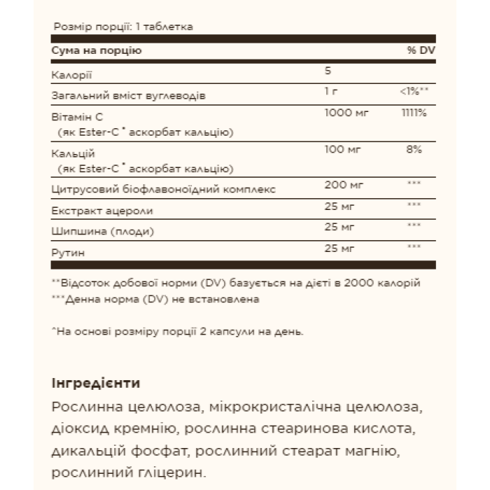 Ester-C® Plus 1000 mg Vitamin C - 60 tabs — офіційна ціна та характеристики