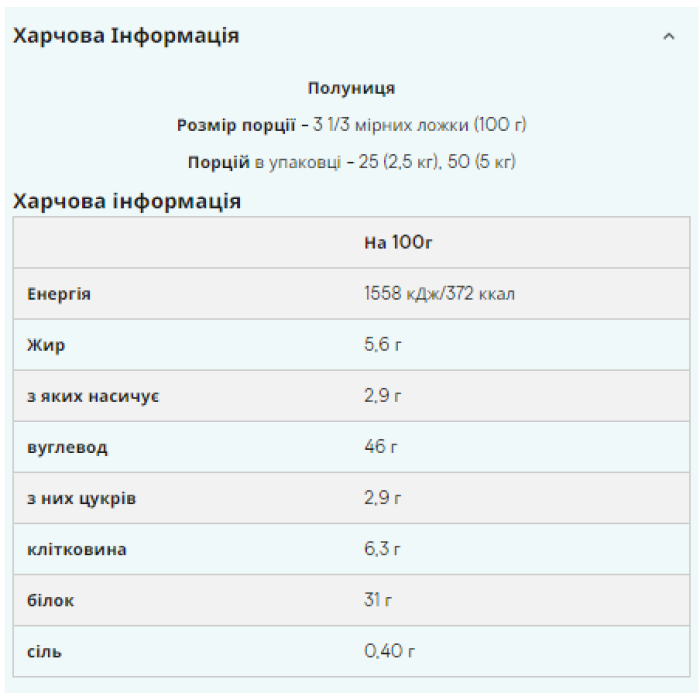 Impact Weight Gainer V2 - 2500g Strawberry - Cream — офіційна ціна та характеристики