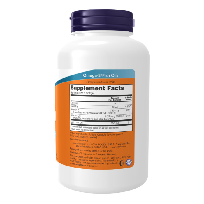 Cod Liver Oil 650mg - 250 sgels — офіційна ціна та характеристики