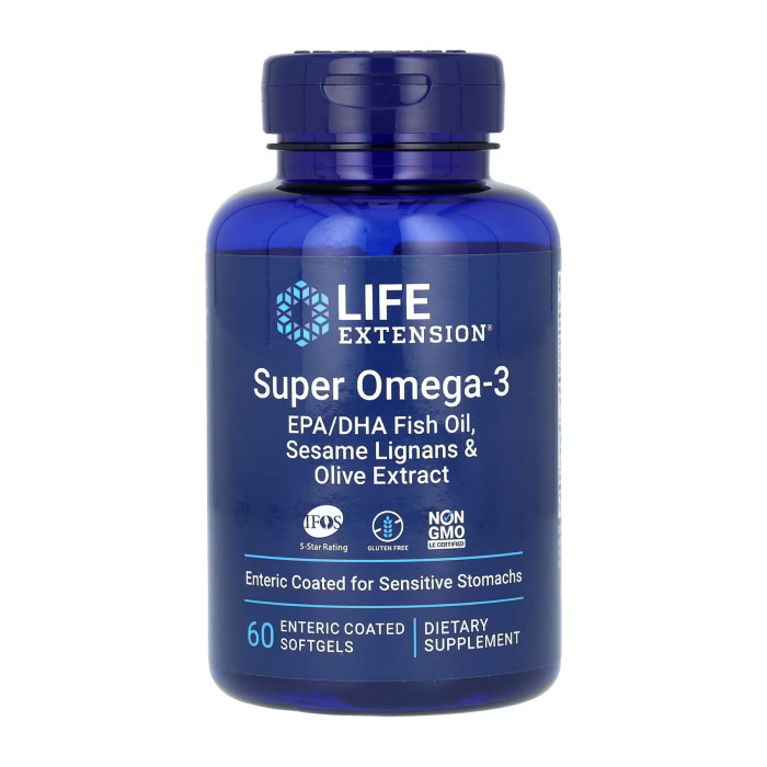 Super Omega-3 EPA/DHA Fish Oil Sesame Lignans & Olive Extract Enteric Coated - 60 softgels — офіційна ціна та характеристики