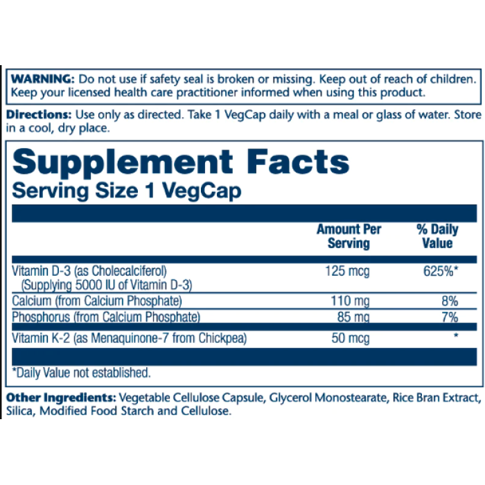 Vitamin D-3 & K-2 - 60 vcaps (Затерта дата)