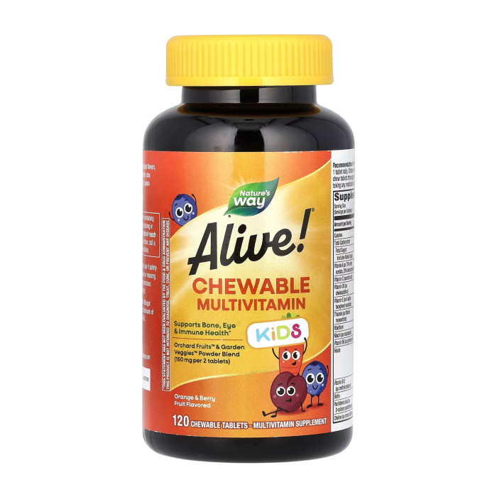 Alive! Children's Chewable Multivitamin - 120 tabs Orange and Berry (Пошкоджена банка)