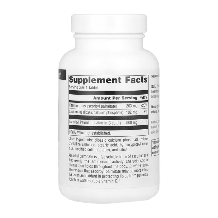 Ascorbyl Palmitate 500mg - 90 tabs — офіційна ціна та характеристики