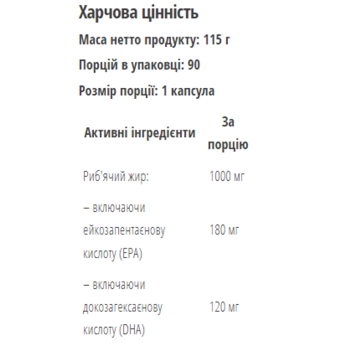 Omega 3 - 90 caps — офіційна ціна та характеристики