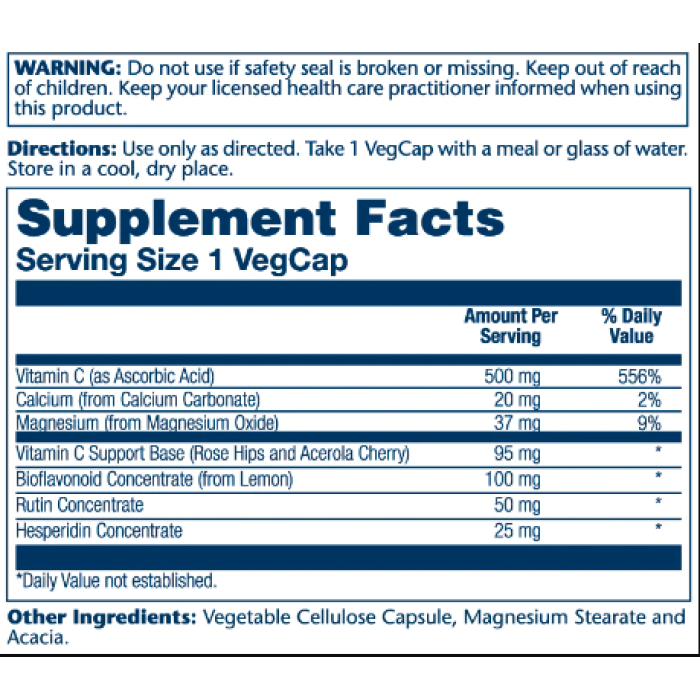 Vitamin C with Bioflavonoid Concentrate 500mg - 100 vcaps — офіційна ціна та характеристики