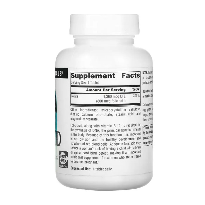 Folic Acid 800 mcg - 200 tabs — офіційна ціна та характеристики