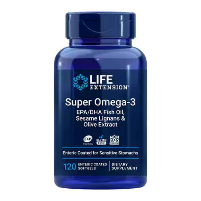 Super Omega-3 EPA/DHA Fish Oil, Sesame Lignans & Olive Extract - 120 Enteric coated softgels — офіційна ціна та характеристики
