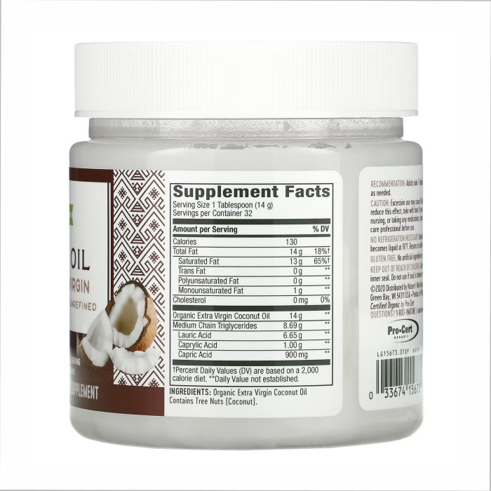 Organic Extra Virgin Coconut Oil - 16 oz — офіційна ціна та характеристики