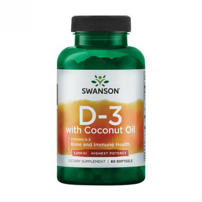D3 with Coconut oil 5000iu - 60 softgels — офіційна ціна та характеристики