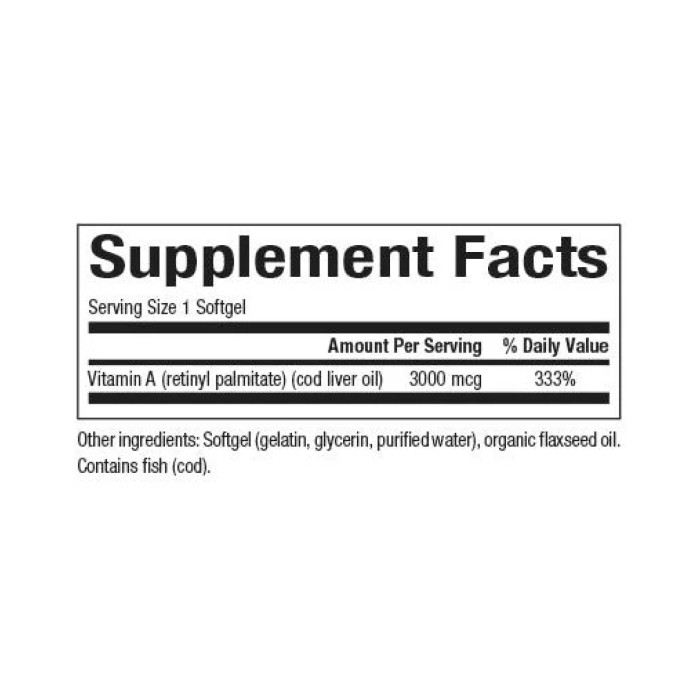 Vitamin A 3000mcg 10000IU - 180 softgels — офіційна ціна та характеристики